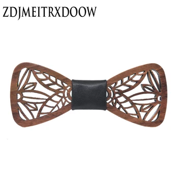 New Arrival Hollow Wood Bow Ties for Mens Wedding Suits Wooden Bow Tie Butterfly Shape leaves