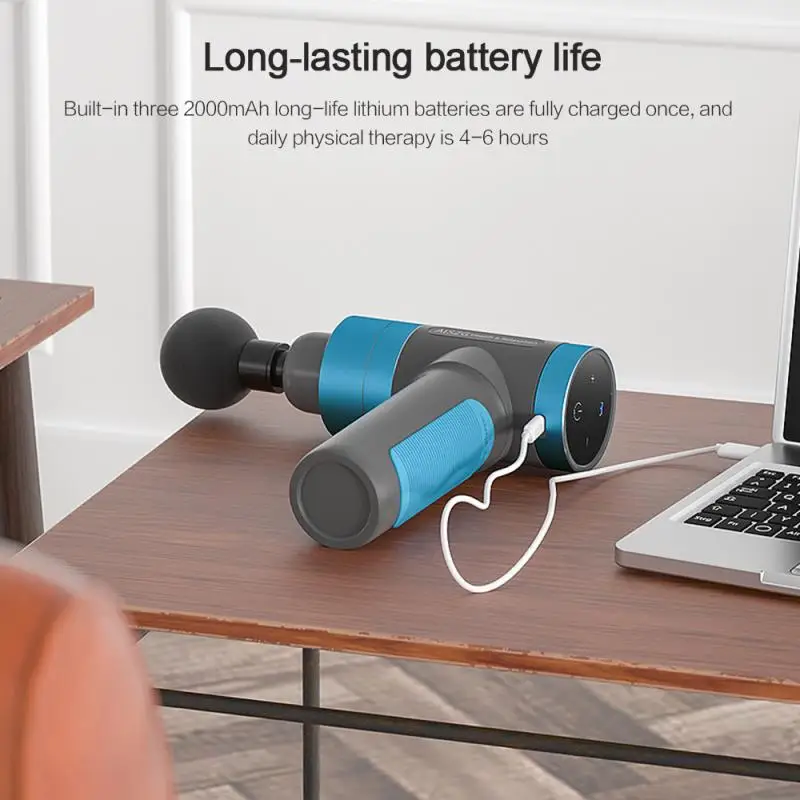 USB умный электрический массажный пистолет фитнес глубокий массаж мышц ударный Вибрационный 6800r расслабляющий фасциальный пистолет+ коробка для хранения