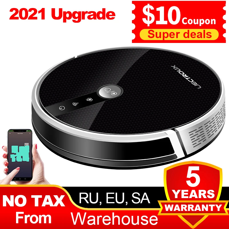 LIECTROUX C30B Robot Vacuum Cleaner AI Map Route,Memory,Super Smart Partition,WiFi App,6000Pa Suction,Electric WaterTank,Wet Mop