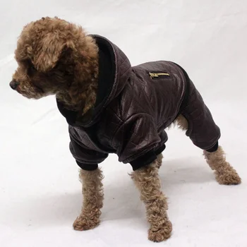 

Detachable Two Piece Set Dog Leather Clothes Jacket Winter Dogs Clothes Warm Hoodies For Small Dogs Coats Pet Clothes