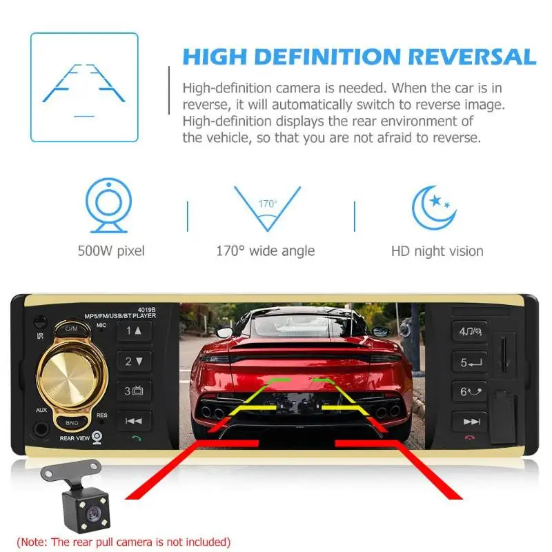 Pаспродажа 4019B 4,1 дюймов 1 один Din автомобильный Радио кабель для внешнего стереосигнала Радиостанция FM автомобильный радиоприемник с Bluetooth Поддержка к...