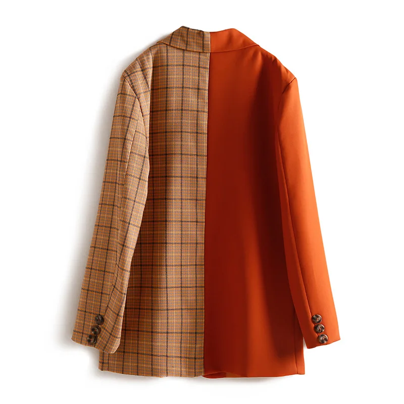

Ls116 Pocketed Rate of Second Glance of-Dazzling Mixed Colors Pattern Loose-Fit Casual Long Sleeve Small Suit Coat Women's