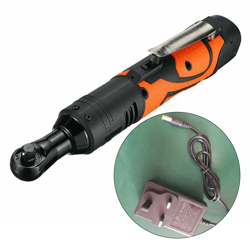 

1pc Right Angle Wrench Ratchet+1pc Charger+1pc User Manual 18V 60N/M 3/8inch Cordless Electric With Charger US/UK/EU Plug