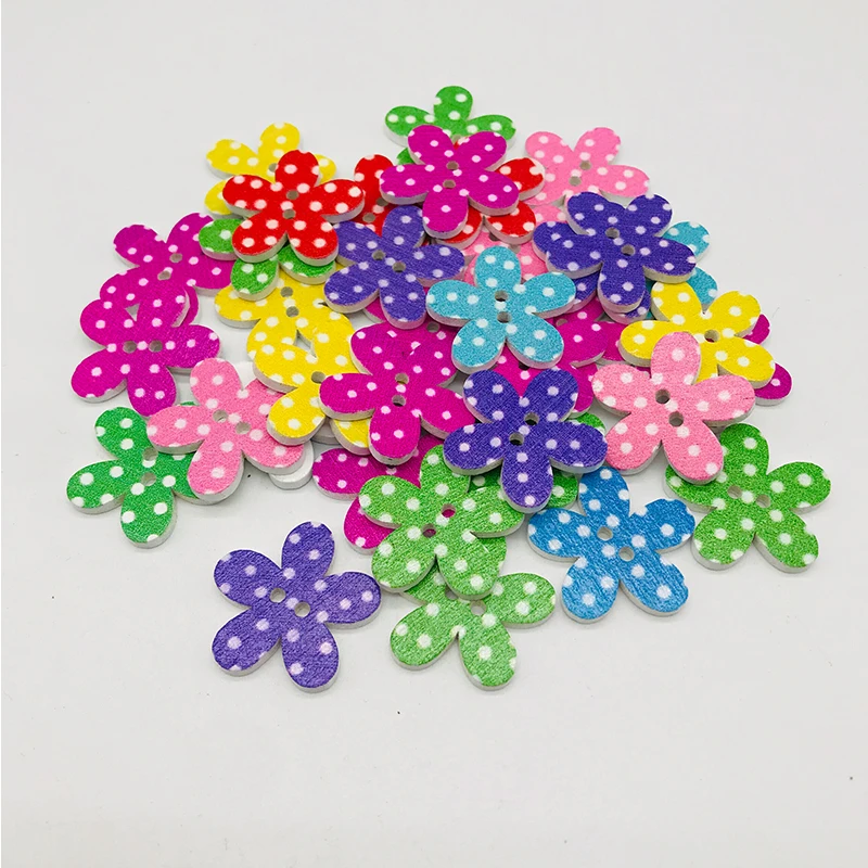 

XINDONG Wood Sewing Buttons Scrapbooking Craft Garment Clothes DIY Supply Flower 2 Holes Color At Random 25 mm, 7 PCs