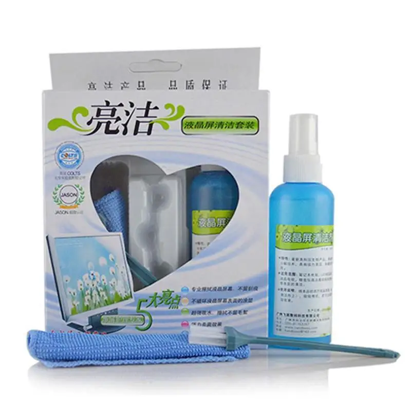 LCD Screen Cleaning Kit: Cloth, Cleaner, Brush Set Description Image.This Product Can Be Found With The Tag Names Computer cleaners, Computer Office, Laptop monitor cleaning kit lcd mobile phone screen