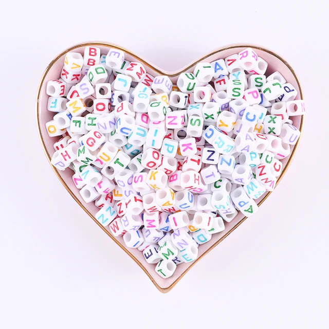100/200/500pcs Heart Beads For Jewelry Making Acrylic Mixed Beads With Letters For Bracelet Handmade Diy Bracelet Necklace 2021 6x6mm 76
