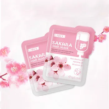 

Sakura Mud Face Mask Brighten Deep Cleaning Shrink Pores Moisturizing Oil Control Whitening Skin Blackhead Remover Skin Care