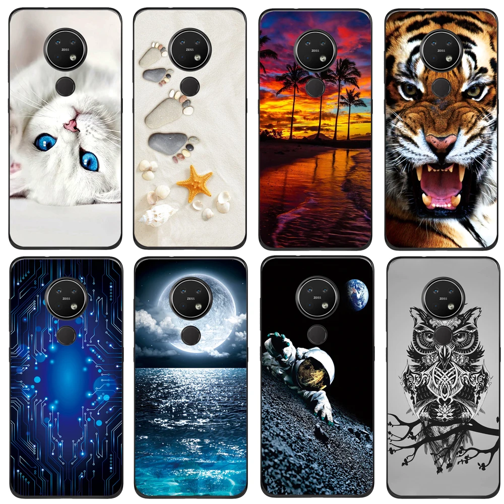 

For Nokia 7.2 6.2 Case Soft TPU Protective Phone Back Case Silicone Cover Cartoon Wolf Rose Flowers Bumper Shel
