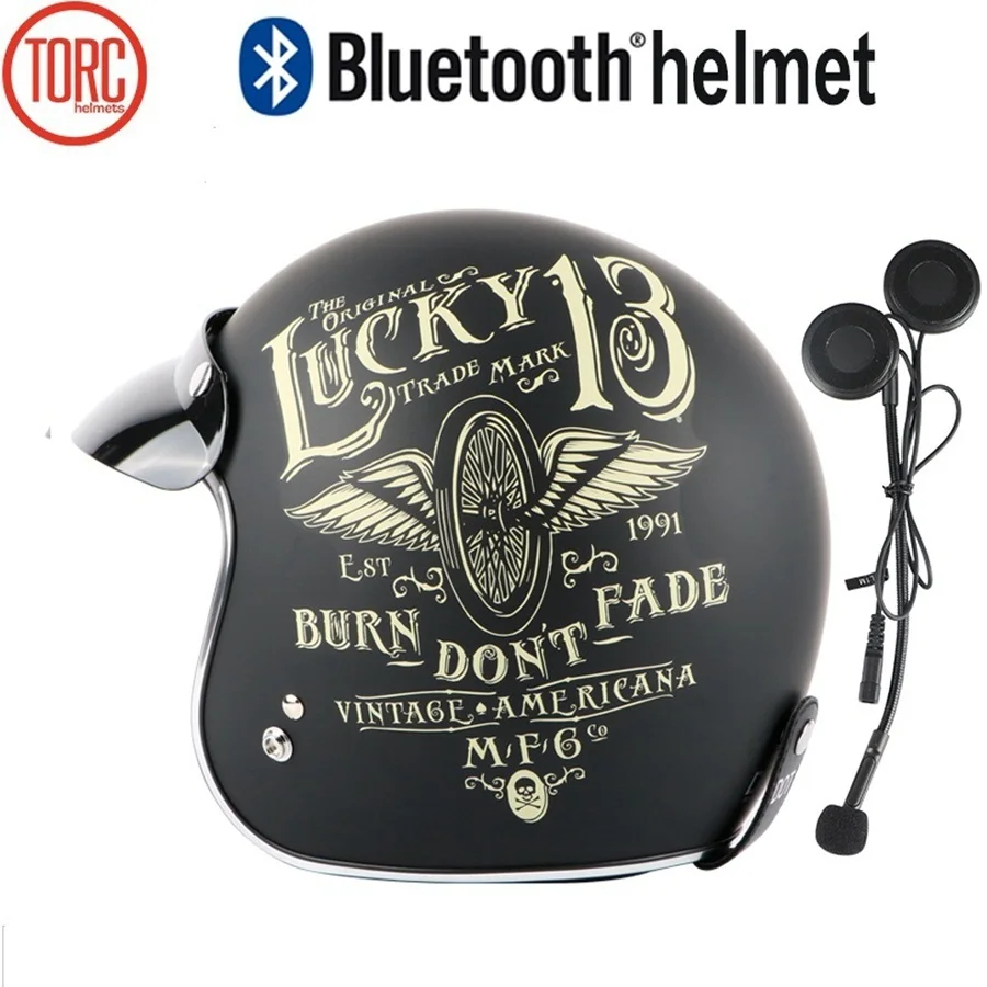 black 13 with BT 1 шт., TORC T50, 3/4, открытые, в горошек, кафе, Рейсер, Ретро стиль, Bluetooth, беспроводная гарнитура, наушники, Mo, TORC, шлем для велосипеда - Цвет: black 13 with BT