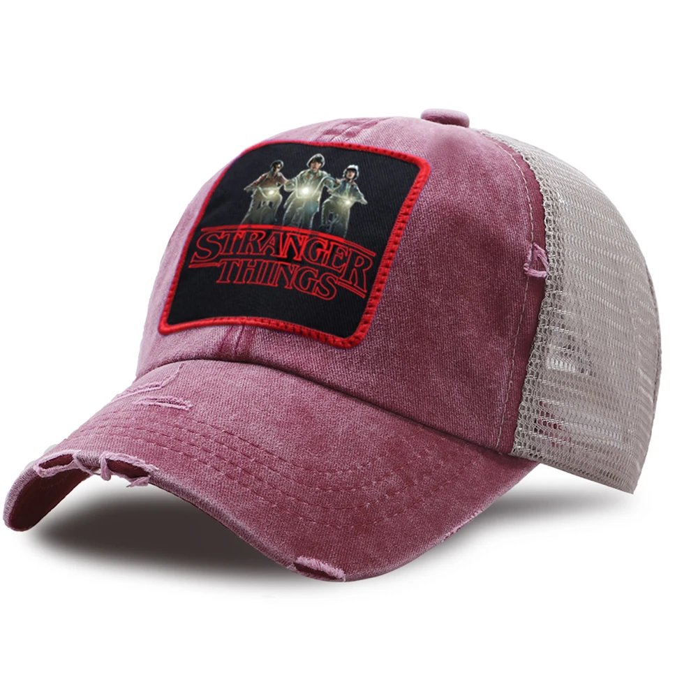

Stranger Things Mesh Baseball Cap Vintage Fray Sport Hats Cotton Fashion Adjustable Casual Unisex Snapback Caps Summer Sun Hat