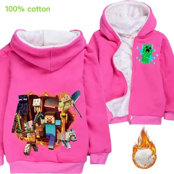 

Baby boy Jacket Plus Fur Warm Minecrafters Toddler Children's winter girl's cotton padded clothes baby's thickened cotton padded