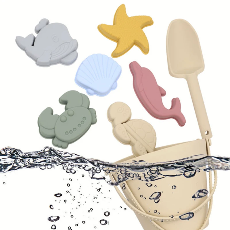 8Pcs Summer Beach Toys for Kids Soft Silicone Sandbox Set Beach Game Toy for Send Children Beach Play Sand Water Play Tools 4
