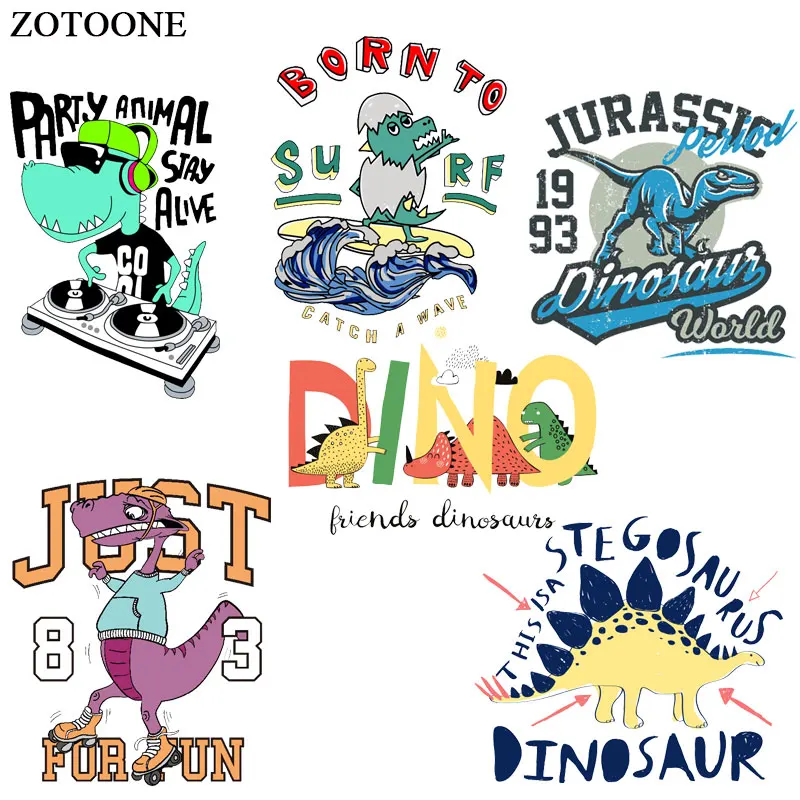 

ZOTOONE Iron on Cool Dinosaur Patch for Kids Cartoon Heat Transfers Stickers for Clothing Applications DIY T-shirt Appliques E
