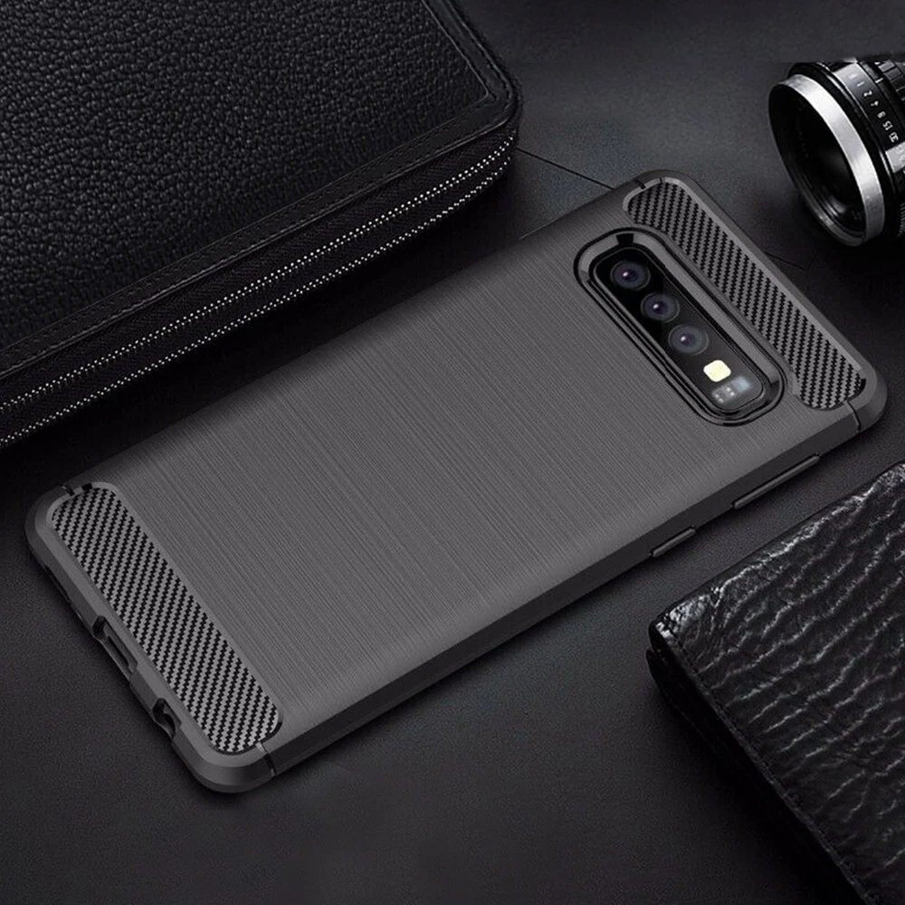 LAPOPNUT Carbon Fiber Shockproof Soft Phone Case for Samsung Galaxy S20 Ultra Note 10 8 9 S10 S10e S9 S8 Plus S7 Edge Back Cover |