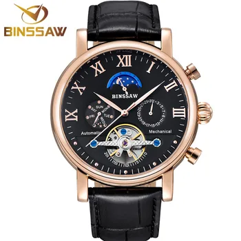 

Men Tourbillon Automatic Mechanical Watch Fashion Casual Luxury Top Brand Sports Original Leather Business Phase Moon Watches