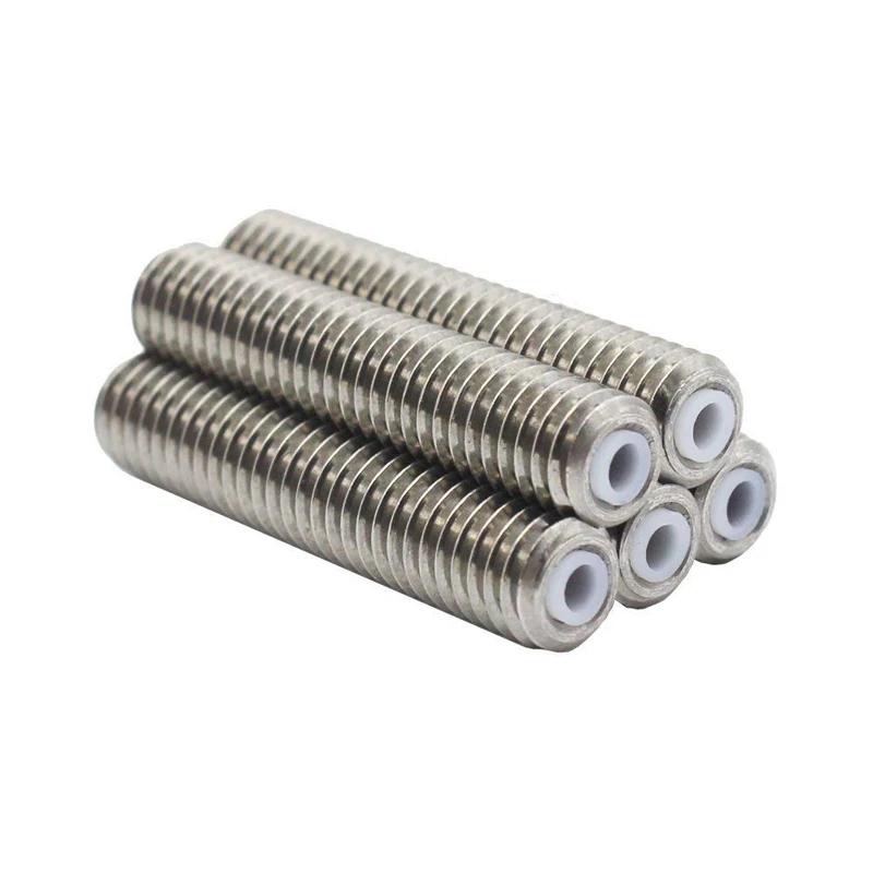 Aokin 6pcs Mk8 M6 30mm Stainless Steel Nozzle Extruder Throat Tubes Pipes For 1.75mm Filament 3D Printer Parts 5pcs 3d printer parts mk8 v5 stainless steel throat heat break m6 26 30 40mm with no ptfe tube inside for 1 75 3 0mm filament