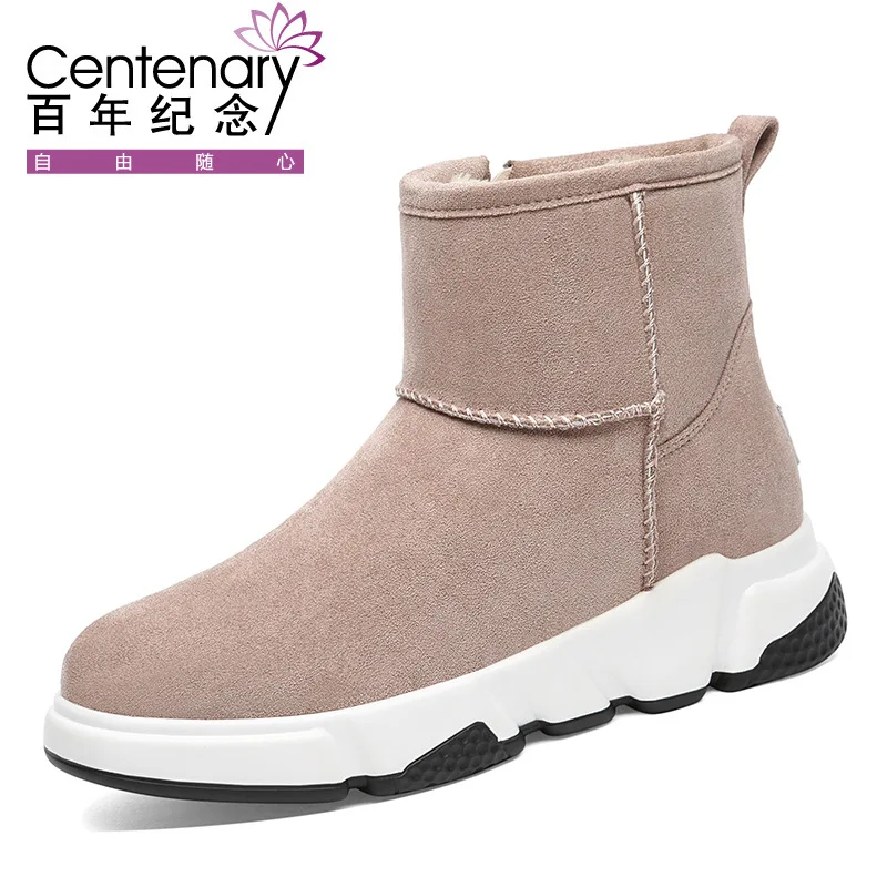 

Centennial 2019 Winter New Style round-Toe WOMEN'S Flat Boots Side Zipper Short Boots Waterproof Platform WOMEN'S Shoes 1778