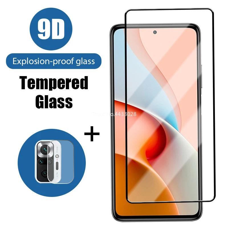 

2IN1 Full Cover Tempered Glass for Xiaomi Redmi Note 10 10s 9S 9T 9 Pro 5G Note 5 5A 6 7 8 8T Pro Camera Lens Screen Protector