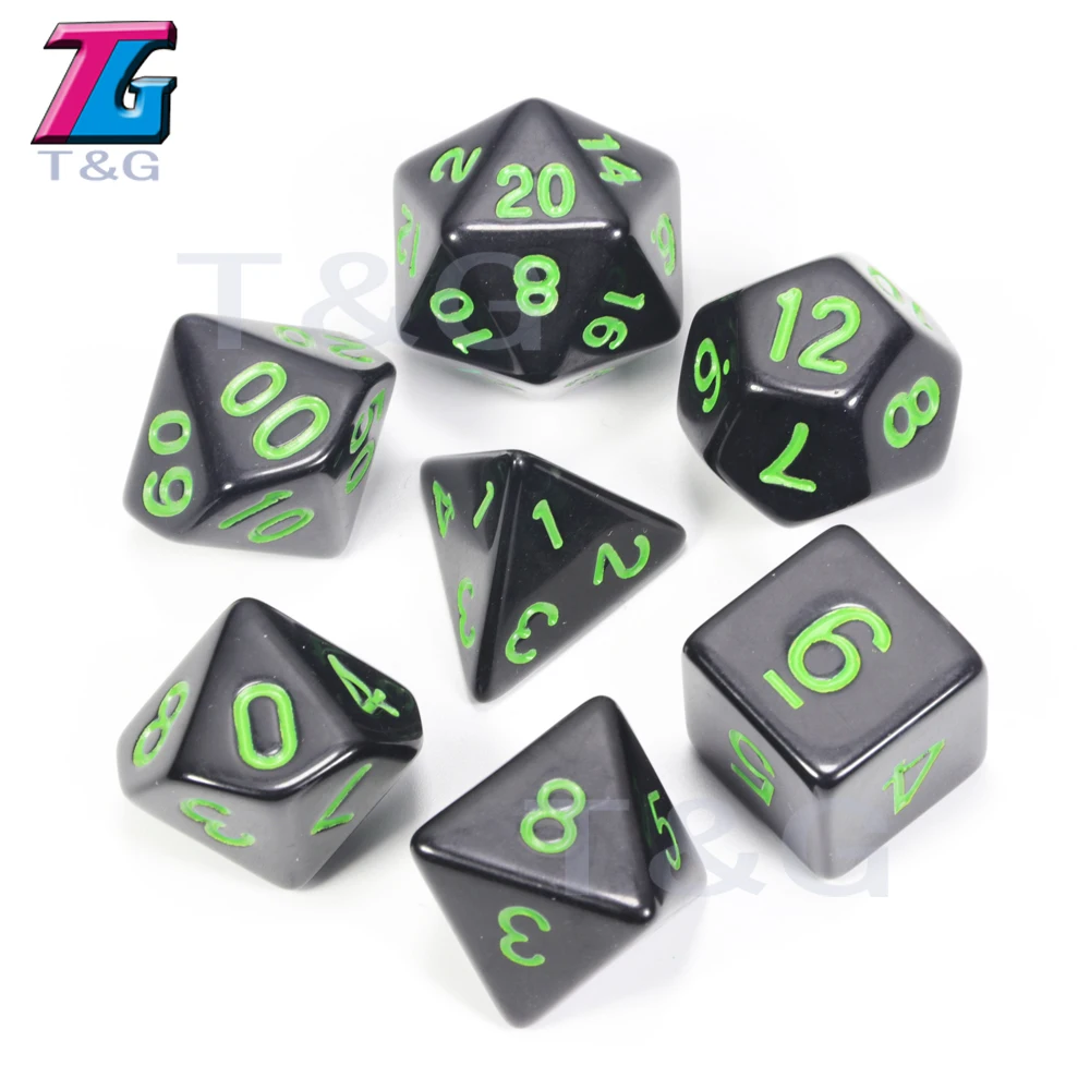 7 шт./компл. акриловые многогранные TRPG игры подземелья драконы непрозрачные D4-D20 многогранные кости Поп для настольной игры