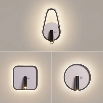 

modern LED Wall Lamp With Switch Rotation Sconce New Indoor Wall Light Bedroom Bedside Lighting Wandlamp Background AC90-260V