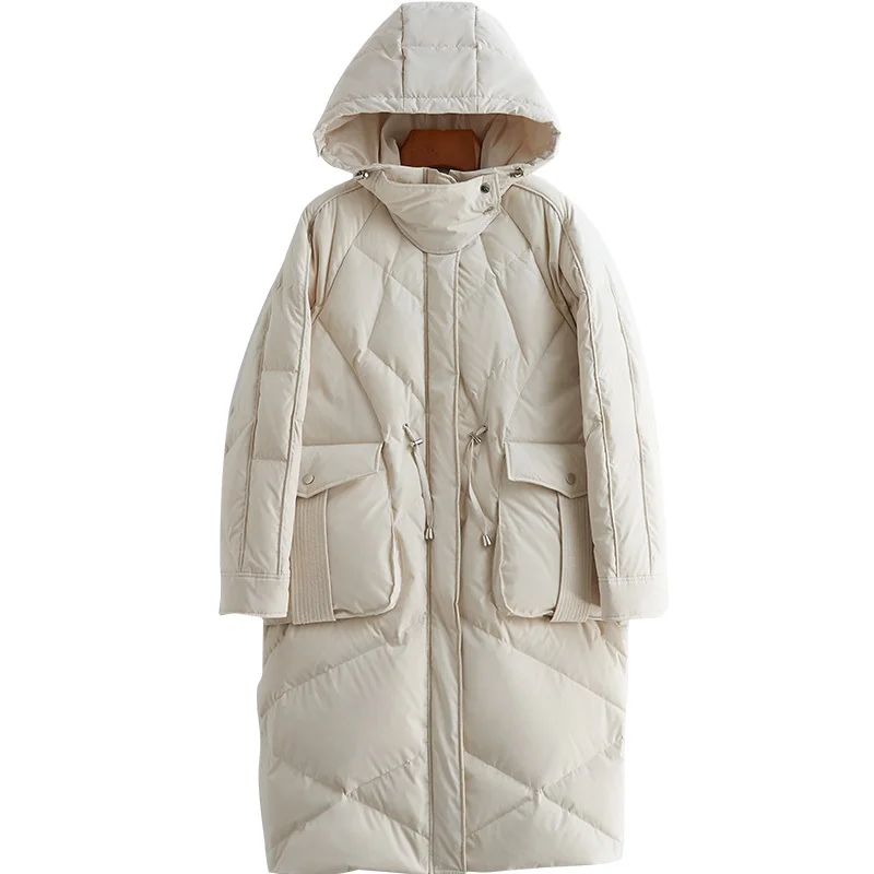 

New Down Jackets Overcoat Woman Even Hat Loose Personality Pocket Keep Warm Loose Coat