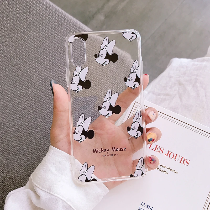 Милые прозрачные чехлы с рисунком Минни Микки для iPhone 11Pro Max 6 6s 7 8 Plus X Xs Max Xr 11 Pro мягкий чехол Fundas Capa