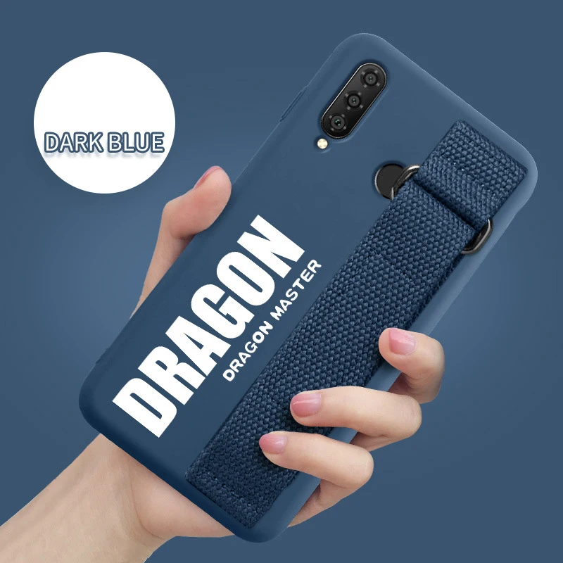 Blue Ручной ремешок чехол для huawei Коврики 30 20 P30 Pro Honor 20 V20 9X9 P20 Lite Nova 3e 3i 4e 4 5 5i 5T мягкий матовый Силиконовый чехол Funda - Цвет: Blue