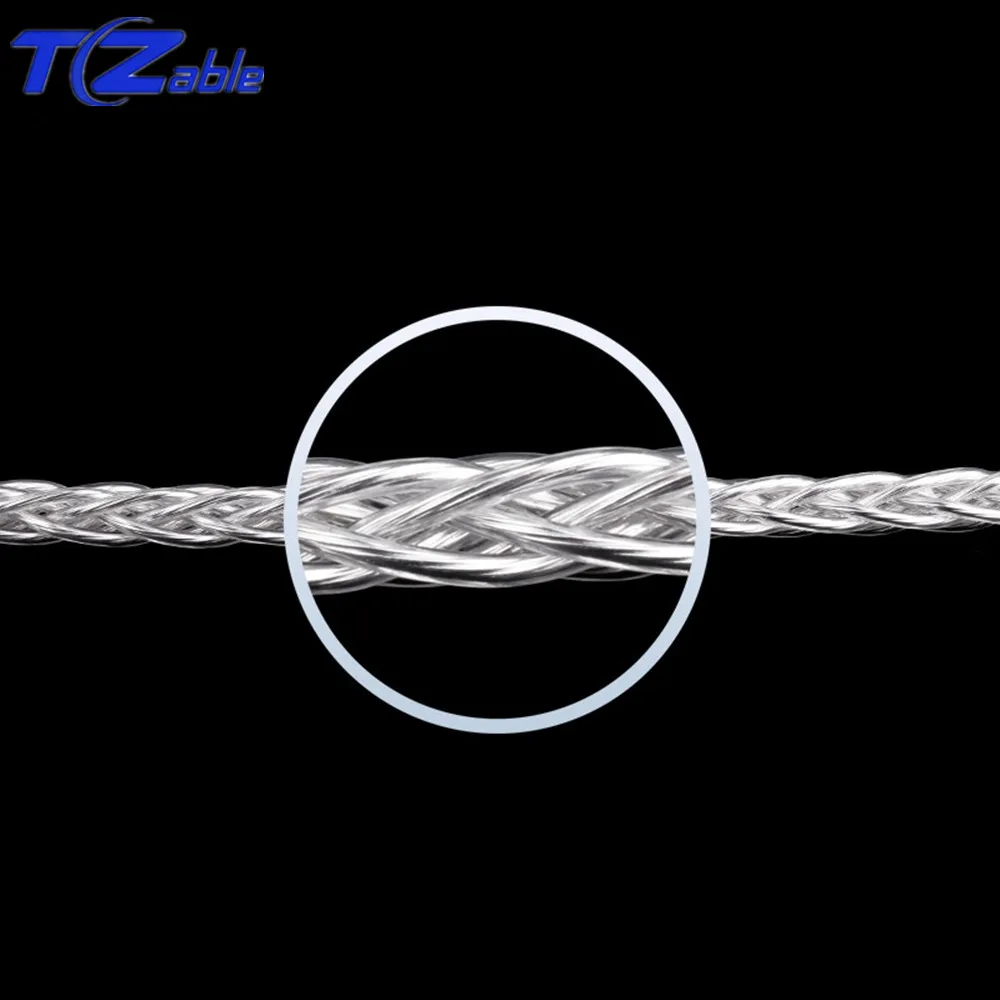 DIY Headphone Cable 3 5mm Audio Jack 90 Degree Hifi Single Crystal Copper Plated Silver Wire Stereo Jack Adaptor Earphone Cable