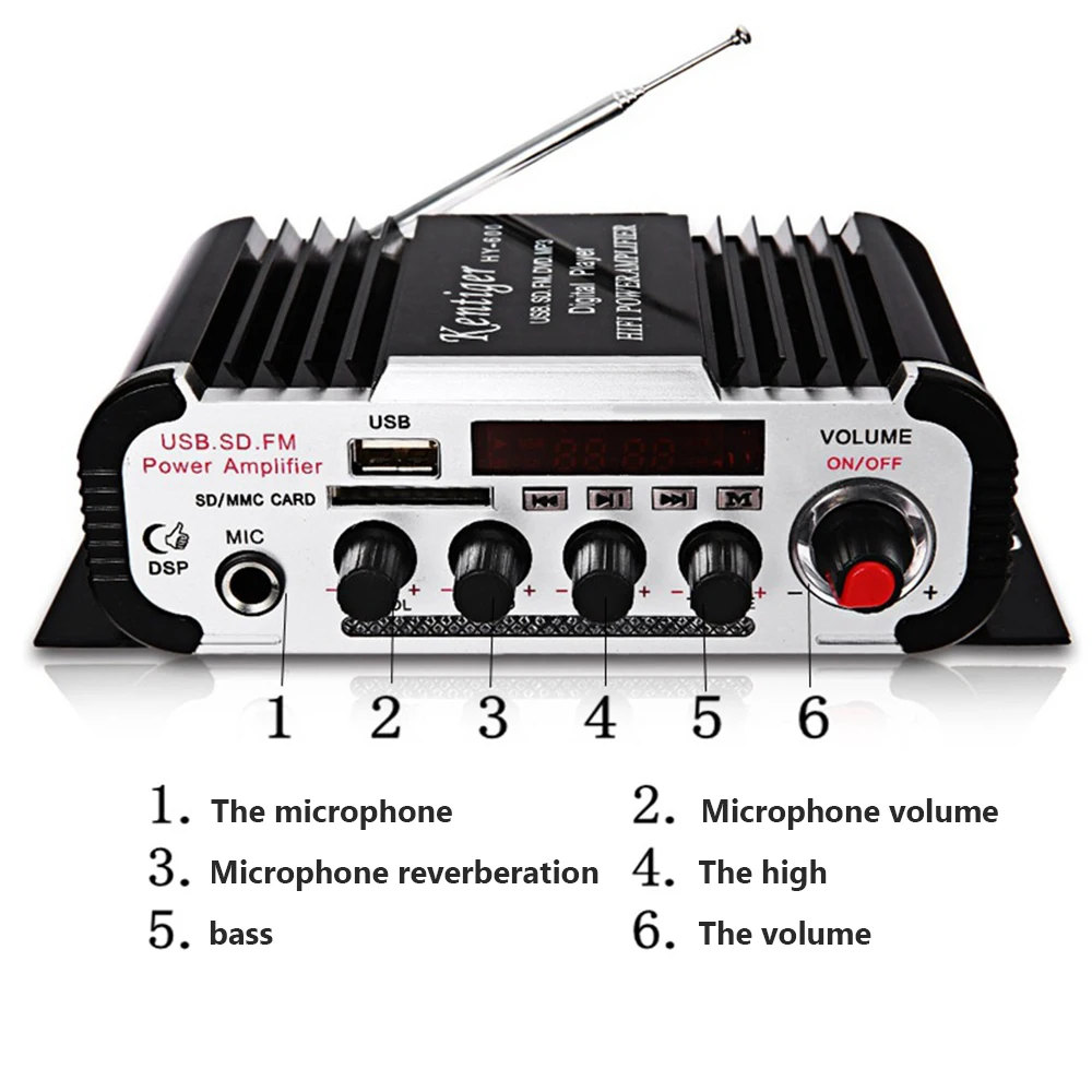 Мини-усилитель автомобильный усилитель 20 Вт+ 20 Вт FM Аудио Микрофон MP3 динамик стерео усилитель для мотоцикла автомобиля домашнего использования