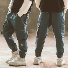 Детская одежда для мальчиков, весенняя одежда г. стиль, комбинезон детские брюки средних и больших размеров повседневные штаны в Корейском стиле