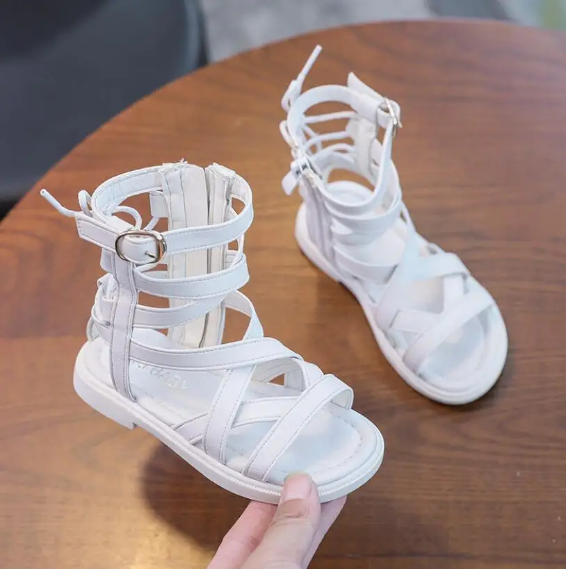 Girls Sandals Soft Bottom Little Princess Shoes Summer Children's High Roman Shoes Baby Peep-toe Beach baby shoes,kids shoes,children sandals,kids sandals,beach shoes