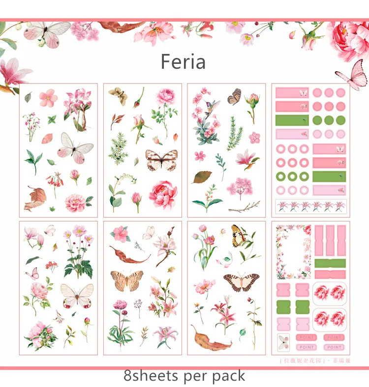 8 листов/упаковка Lavinia садовая коллекция журнальные декоративные наклейки Клейкие наклейки DIY украшения дневник наклейки - Цвет: Feria