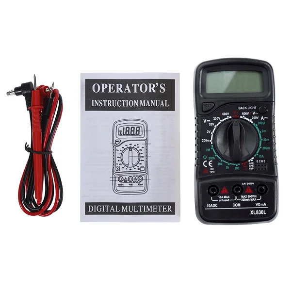Черный Vastar Ручной ЖК-цифровой мультиметр 1999 XL830L AC/DC Напряжение Amp тестер сопротивления тока Синяя подсветка метр - Цвет: Черный