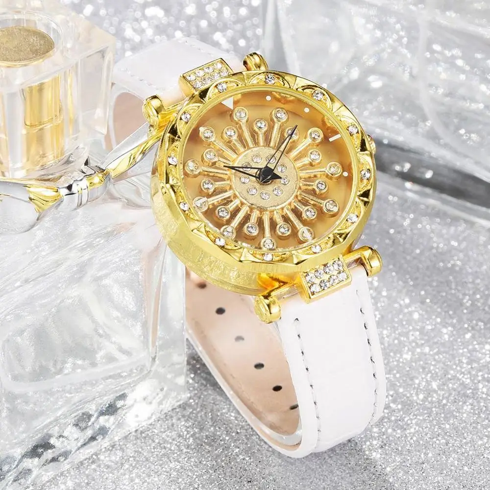 

2019 New Top Brand Women Starry Sky Watch 360 Degree Rotation Leather Strap Quartz Watches for Women Ladies Relogio Feminino