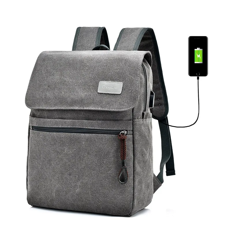 

New Style Listed Canvas Sportsman Backpack Lightweight Humanised Design Extraposition USB Charging Fashion Backpack