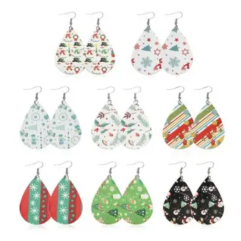 

8 Pairs Christmas 2020 Earrings Set For Women Buffalo Leather Earrings Santa Tear-Drop Dangles Jewelry Gift For Lovers Families
