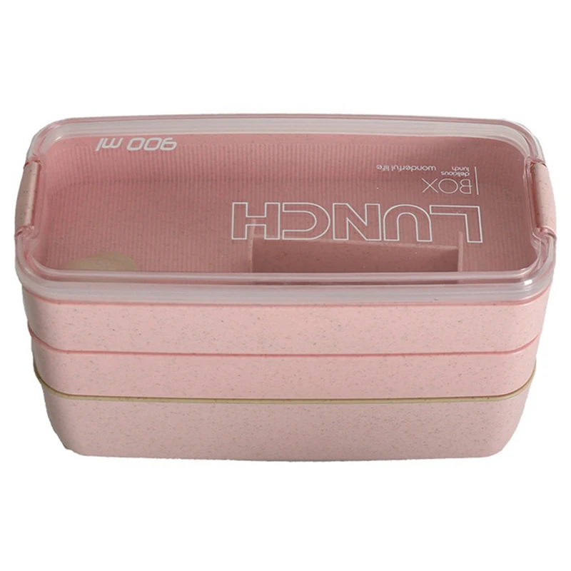 3Layer Portable Wheat Straw Lunch Box Food Storage Case Container Dinnerware Microwave Bento Box For Child Student High Quality