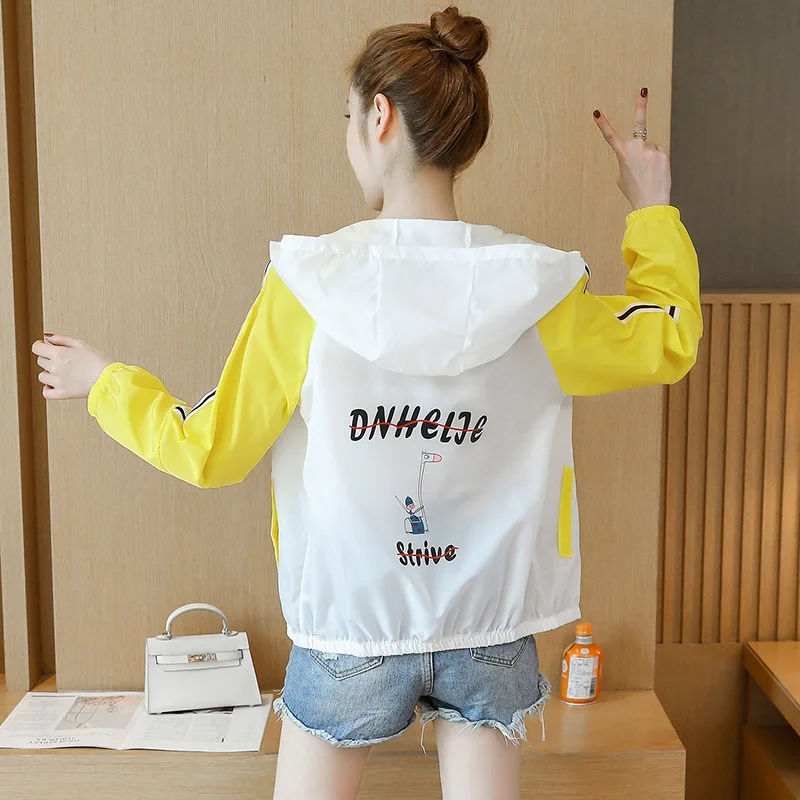 

Summer Wear New Style Korean-style Mixed Colors Printed Loose-Fit Ultra-Thin Baseball Uniform Versatile Cropped Jacket Hooded Co