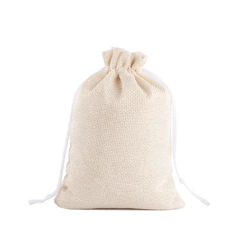 

50Pcs/lot Beige Linen Drawstring Natural Burlap Bag Jute Gift Bags Multi Size Jewelry Packaging Wedding Bags Jewelry Pouches