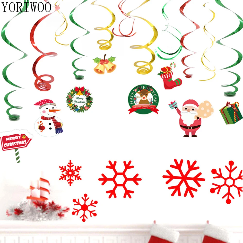 YORIWOO Santa Claus Hanging Swirl Merry Christmas Decorations for Home DIY Craft Gift Xmas Tree Ornament Garland New Year 2021 | Дом и сад