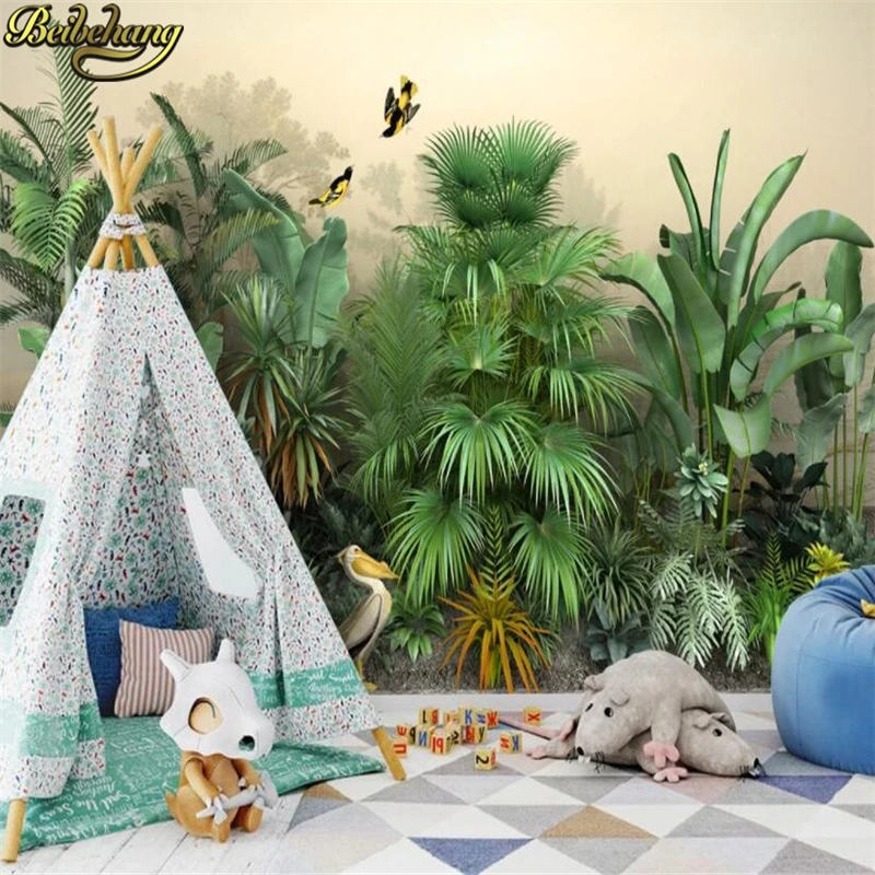 de estar mural tropical floresta tropical paisagem fundo decoracao para casa 3d 05