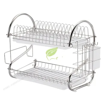 

Kitchen Drying Rack High Capacity Kitchen Sink Organizer Plate/pan Rack Pan Dish Dryer Easy Installation Shelf Basket
