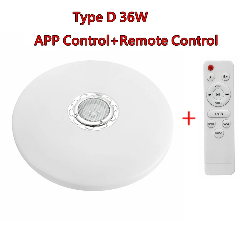 D 36W Remote Control Умный светодиодный bluetooth-динамик с пультом дистанционного управления и регулируемой яркостью RGB, потолочный светильник, панельная лампа, динамик для детской спальни - Цвет: D 36W Remote Control