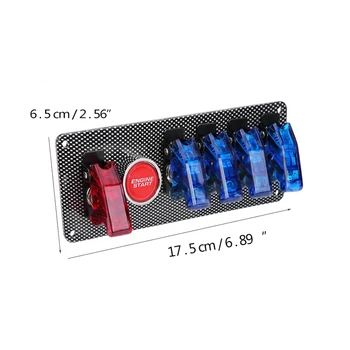 

12V Auto Racing Car Toggle Ignition Switch Panel LED Toggle Engine Start Push Button Car Accessory 6 In 1 Carbon Fiber 100% New