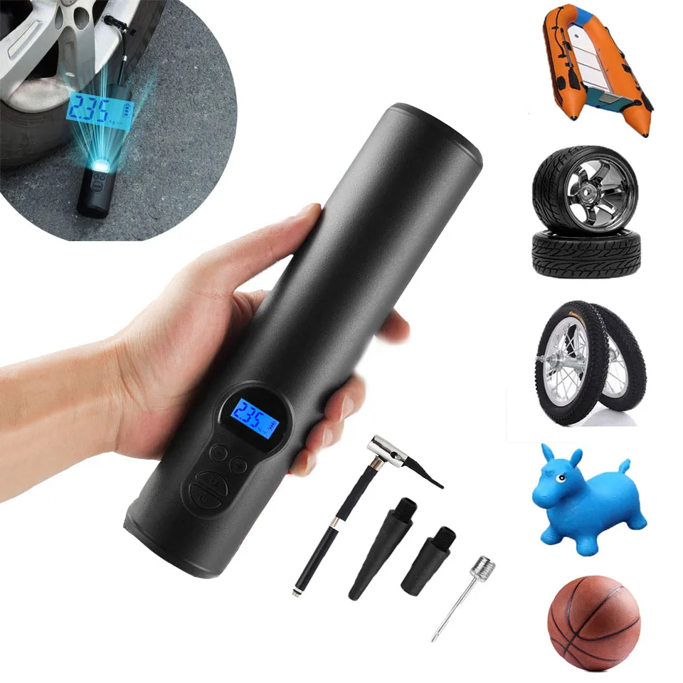 12V Rechargeable Air Pump Tire Inflator Cordless Portable Compressor Digital Car Tyre for Bicycle Tires Balls Toys 25L | Дом и сад