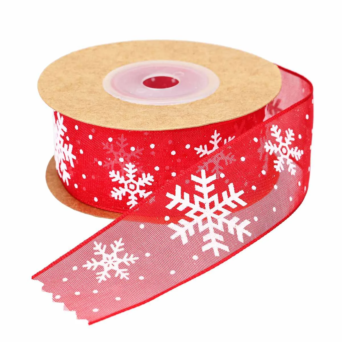DIY Christmas Decorations Trim Ribbon 10m Transparent Snowflake Ribbons Roll Gift Packaging Material Hair Accessories Home Party