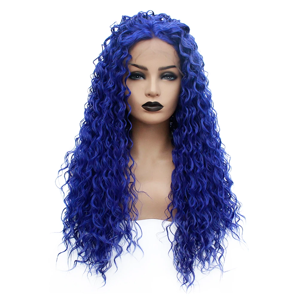 V'NICE блонд вьющиеся синтетические парики для черных женщин синий парик фронта шнурка Длинные Серые термостойкие волокна волос