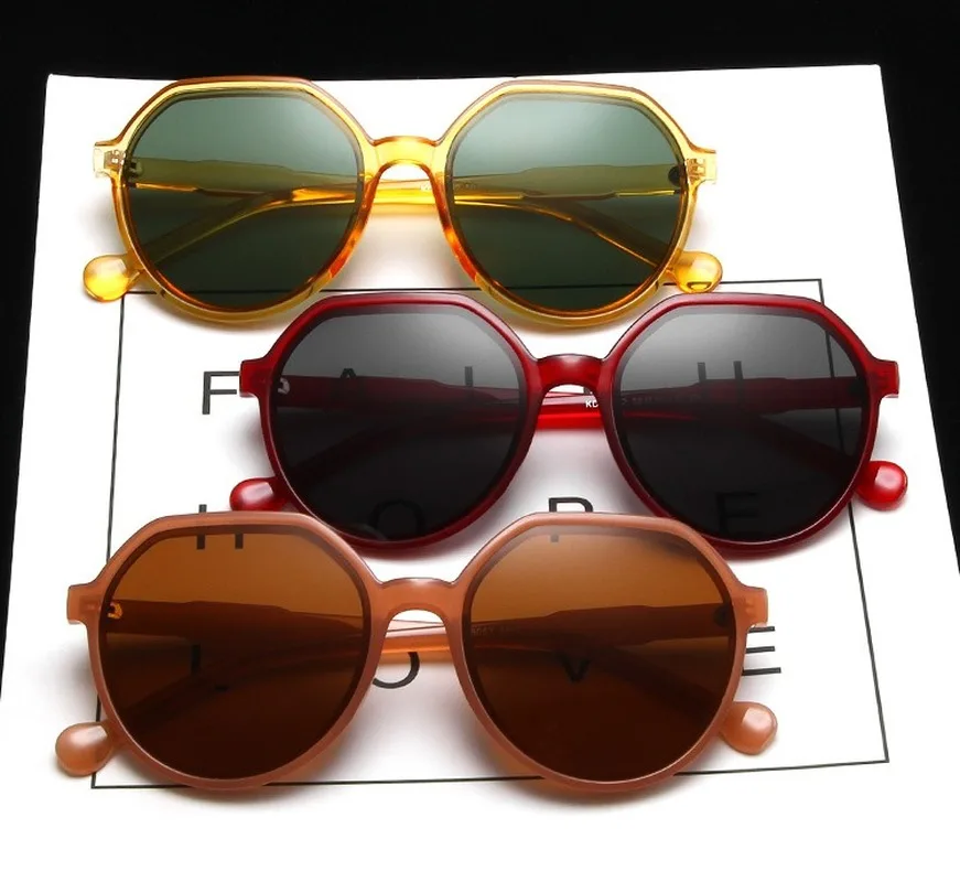 2021 New Fashion Style All-match Trend Su Personalized Round Frame Su Ins Trend Candy Color Big Frame_voghion.com