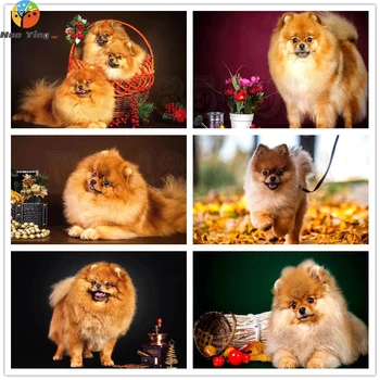 

5D Animal Diamond Embroidery Full Round Dog Pomeranian Painting Home Decoration Mosaic New Arrival Handmade