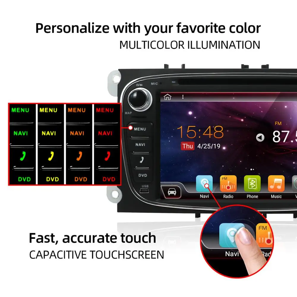 DSP 2 Din Android 10 автомобильный DVD мультимедийный плеер GPS Navi для Ford Focus Mondeo Galaxy S Max Wifi